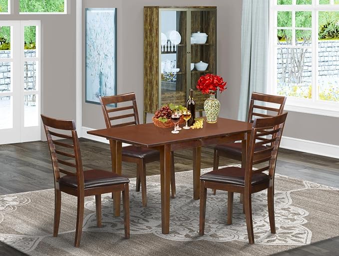 East West Furniture NOML5-MAH-LC 5 Piece Dinette Set for 4 Includes a Rectang...