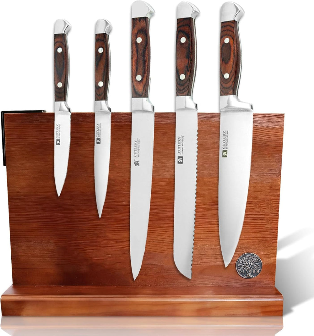 Knife Set with Block, Magnetic Knife Block Set with Knives
