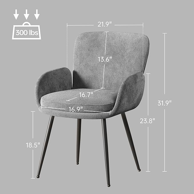 VKNOW Modern Dining Chairs Set of 6, Upholstered Dining Room Chair with Armre...