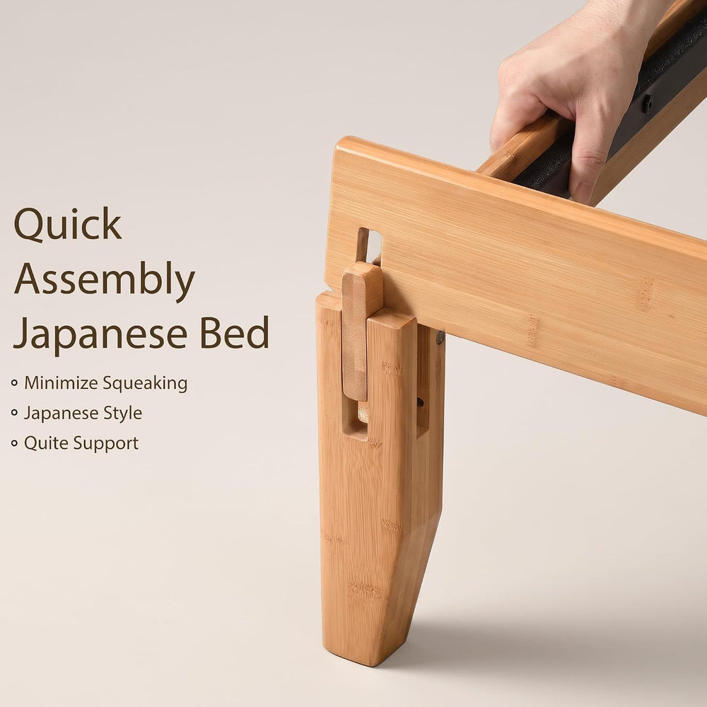 Yechen Bamboo Japanese Joinery Bed Frame, Queen Size Platform Bed Frame