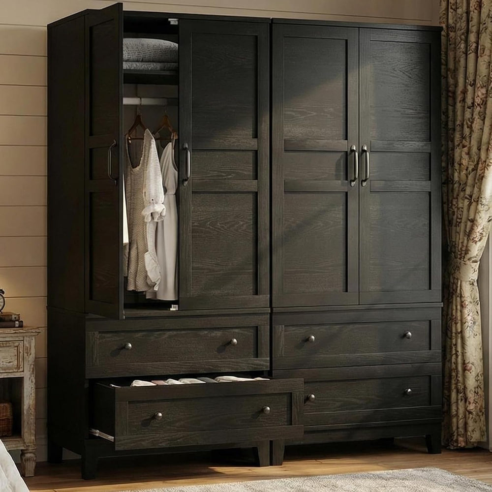 IDEALHOUSE Armoire Wardrobe Closet with 2 Drawers, 72" Tall Wooden Cloth...