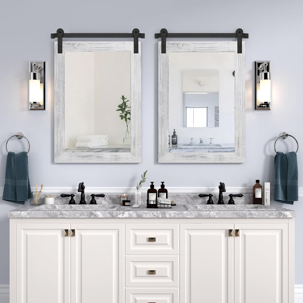 COGOOD Farmhouse Bathroom Mirrors for Over Sink - 30 x 22 White