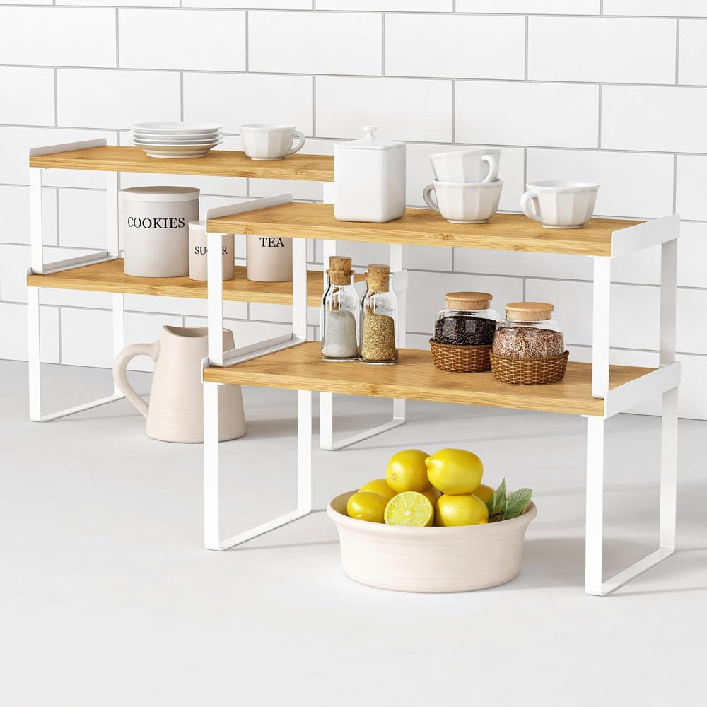 Goozii Kitchen Cabinet Organizer Shelf Set of 4, Large Stackable Pantry