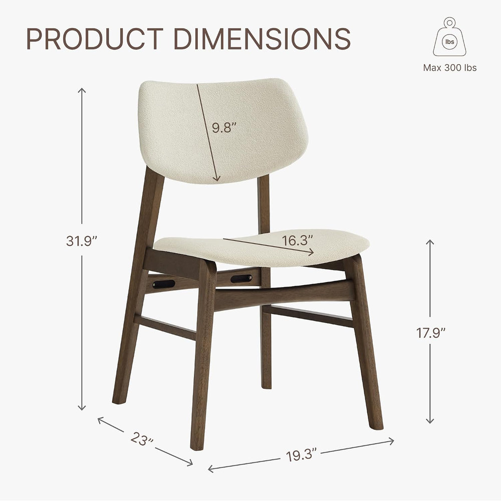 KISLOT Wood Dining Chairs Set of 2, Upholstered Kitchen Chairs, Walnut