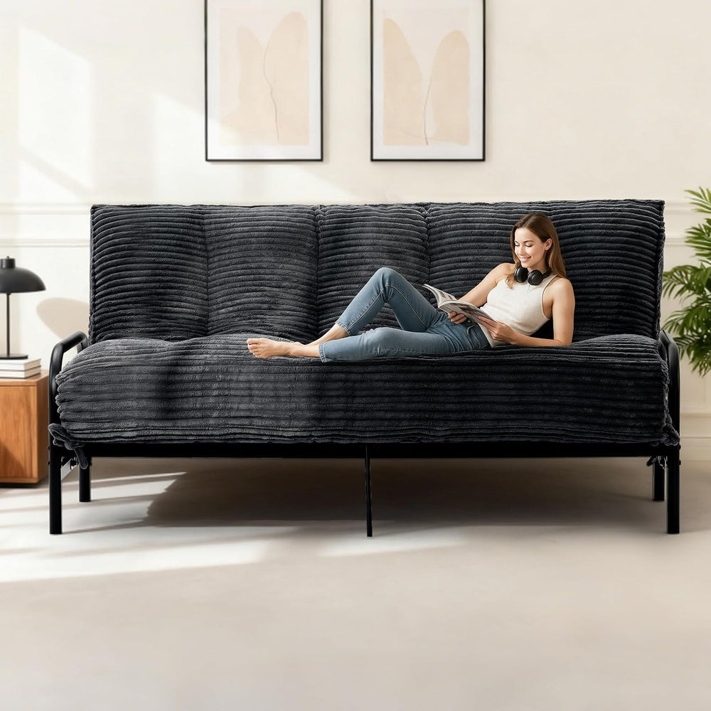 10" Futon Mattress Full Size,Futons Sofa Couch Bed with Straps, Thick Co...