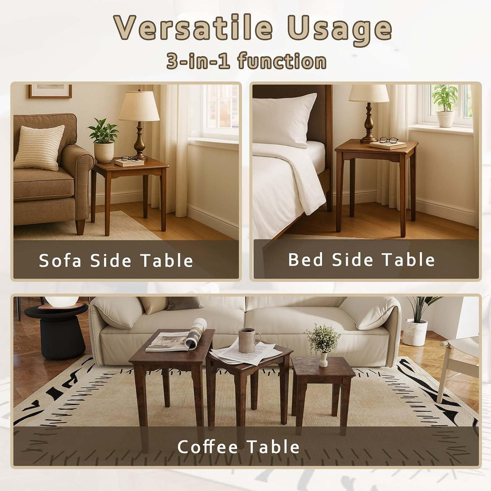 Kmax Nesting Tables Set of 3, Small Sofa Side Table Rustic Stacking End Table...