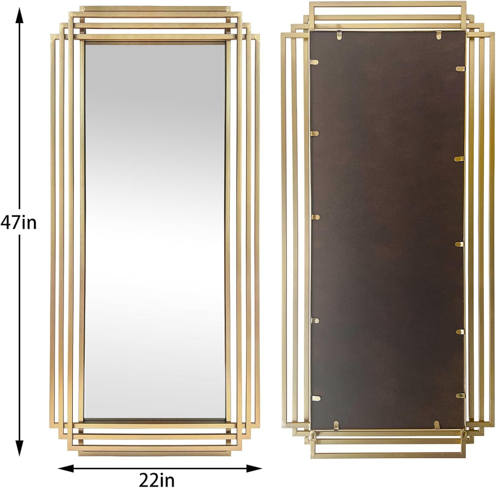 47"x22" Large Rectangle Decorative Mirror with Geometric Frame