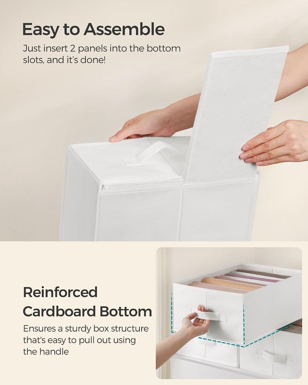 SONGMICS Set of 6 Foldable Wardrobe Clothes Organizers, 6-Compartment