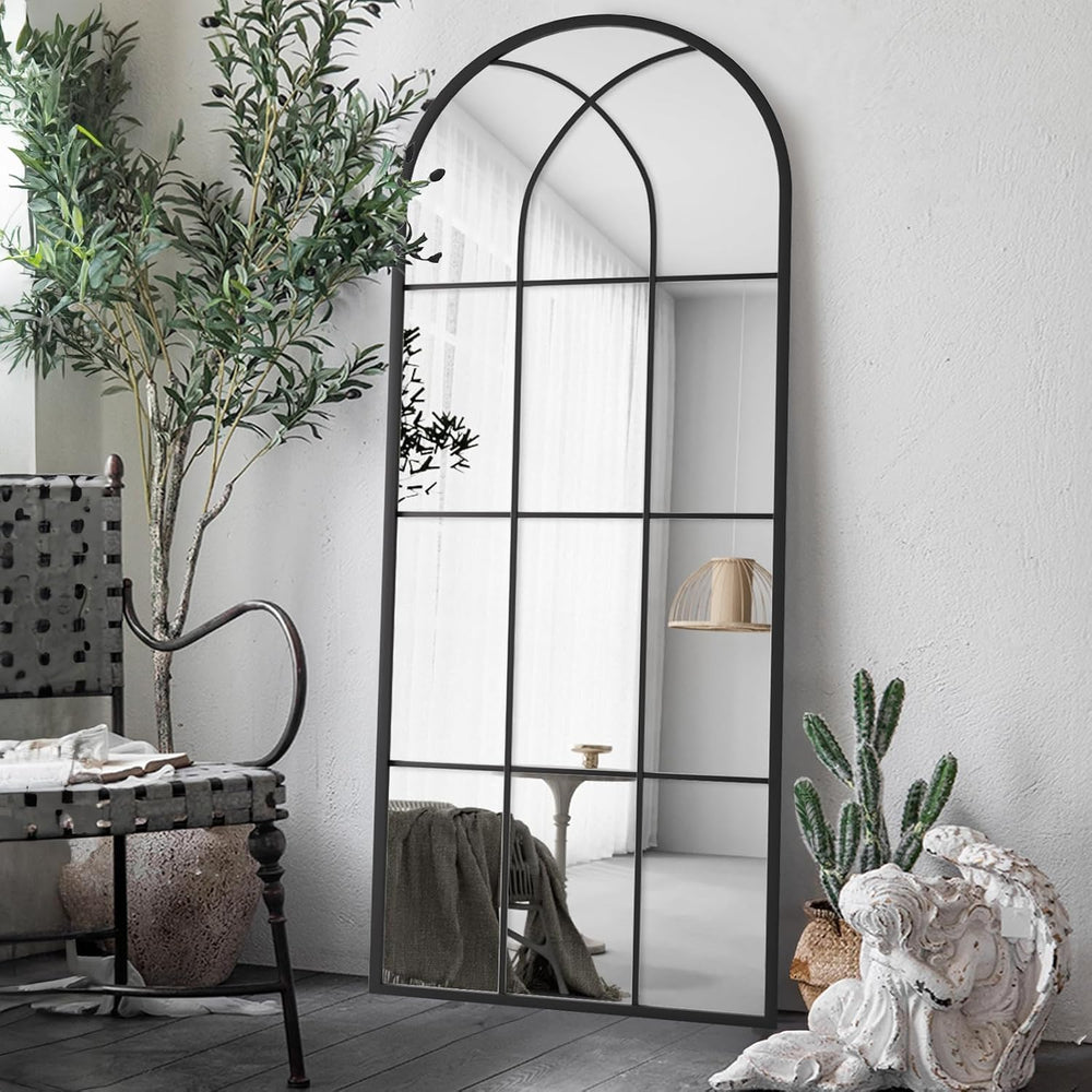 Mirror Full Length, 56"x22" Large Arch Body Standing Mirror, Black