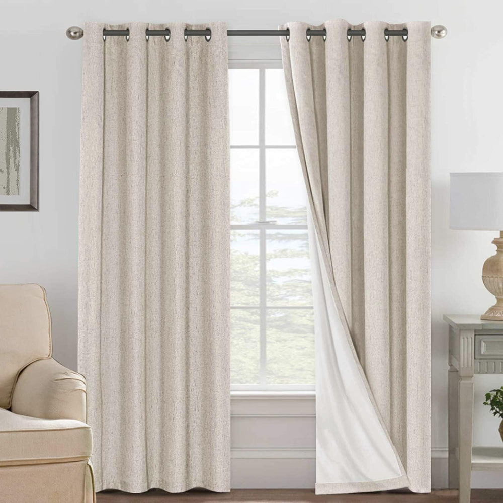 H.VERSAILTEX 100% Blackout Linen Curtains 84" L 2 Panels Natural