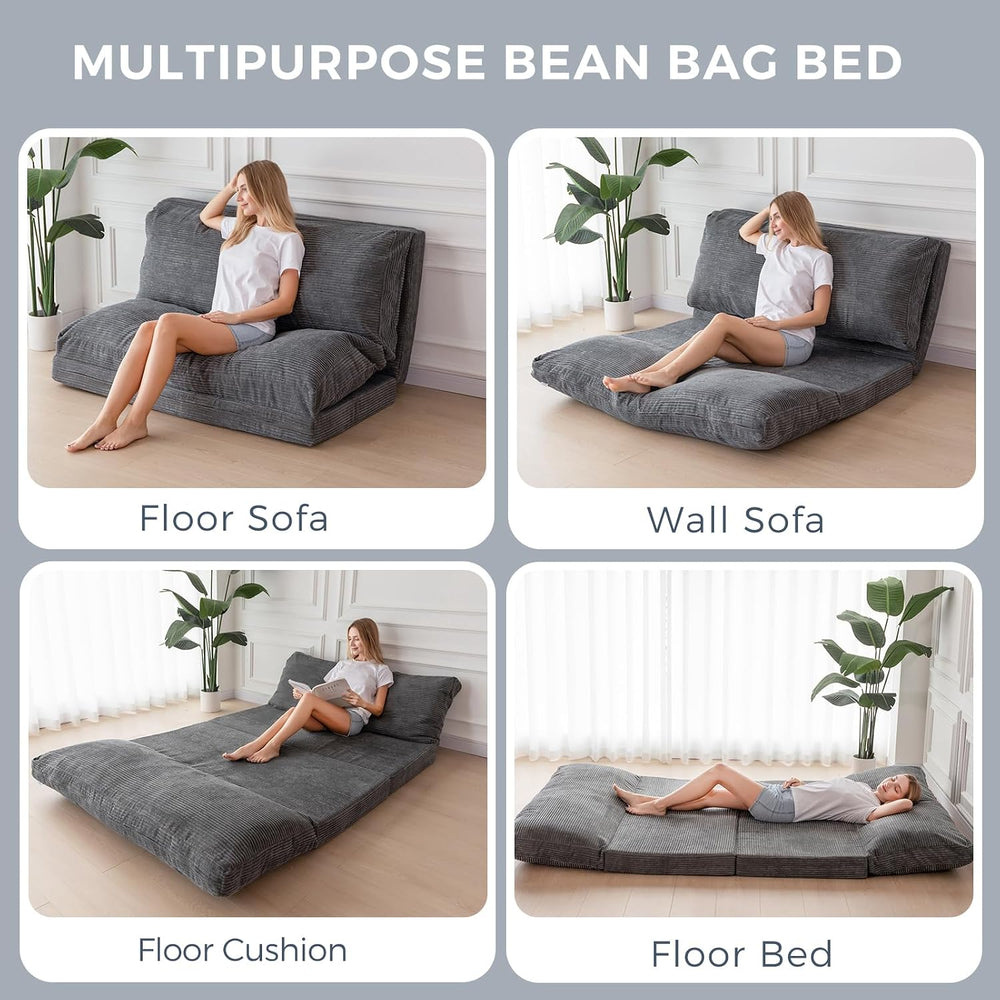 MAXYOYO Folding Sofa Bed, Convertible Chair Couch, Floor Bean Bag Sofa