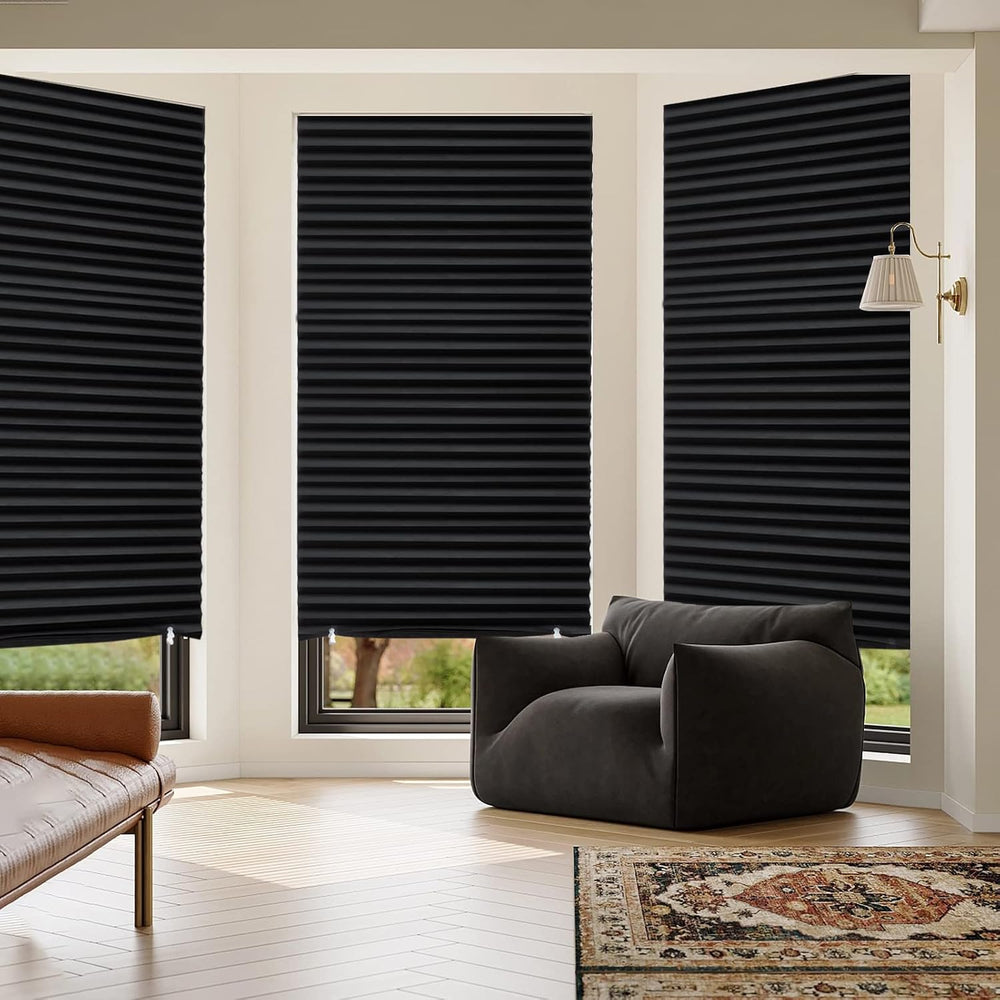 6 Pack Temporary Blackout Paper Shades for Windows,Paper Pleated Blinds with ...