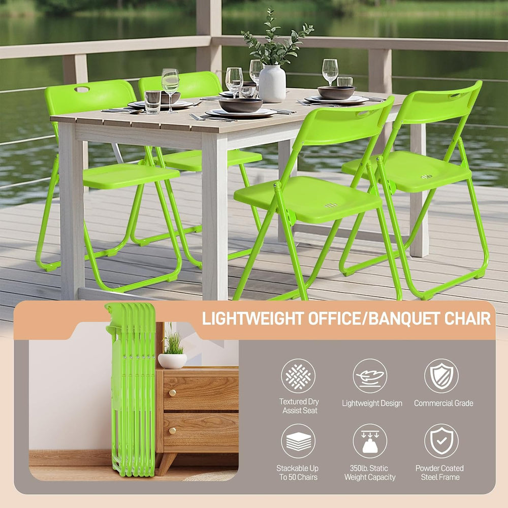 Karl home 4 PCS Plastic Folding Chair, Lightweight Foldable Chair, Green | 30...