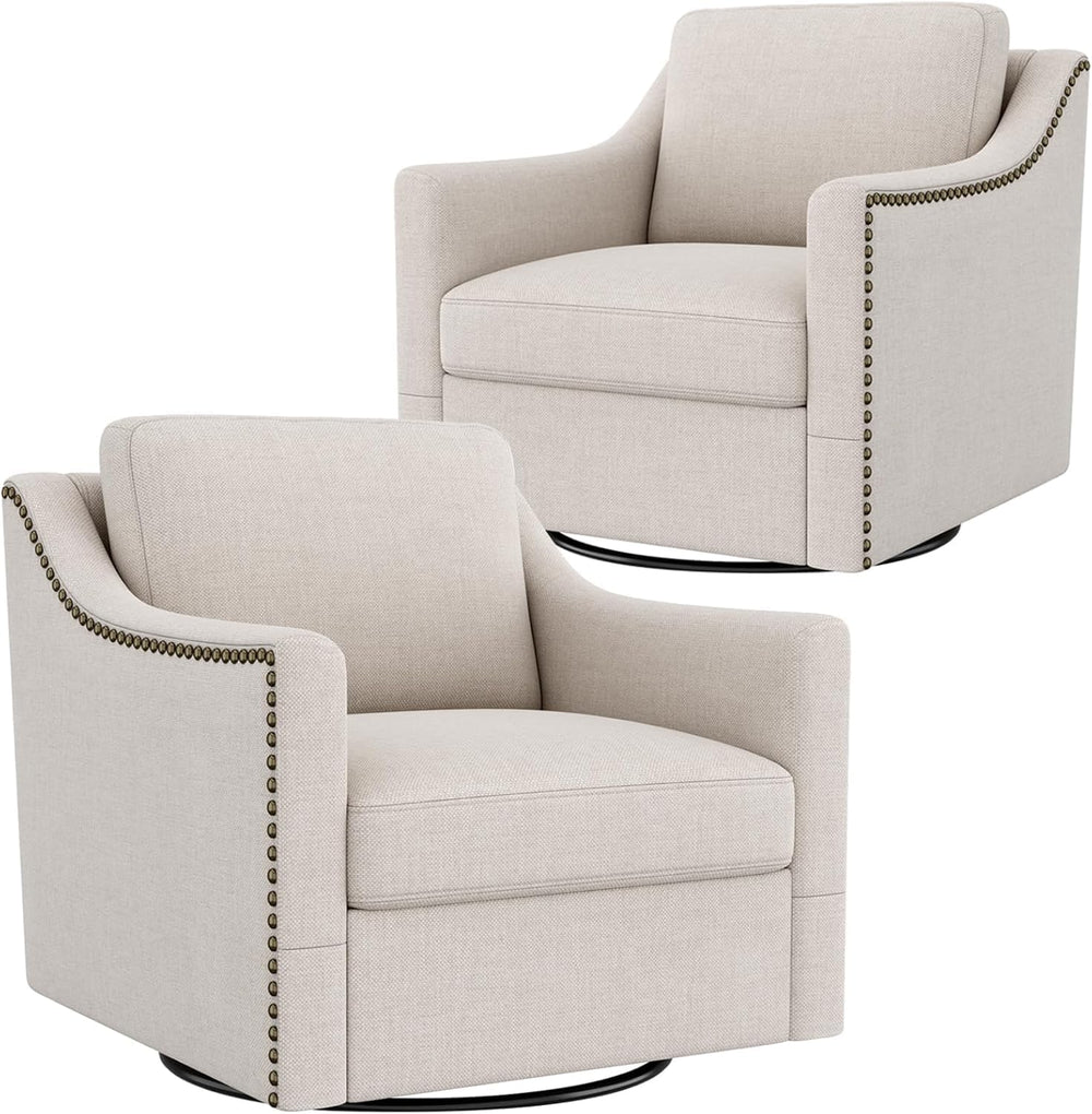 Swivel Accent Chair Set of 2,Armchair,Bronze Nail Decoration Comfy Living Roo...