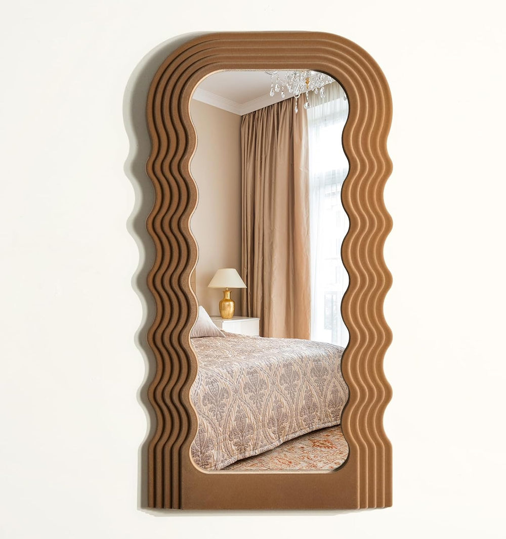Arch Decorative Wall Mirror for Cozy Home Bedroom Decor,14x28,Brown