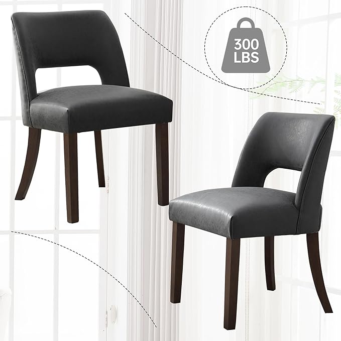 VKNOW Modern Dining Chairs Set of 6, Faux Leather Upholstered Dining Room Cha...