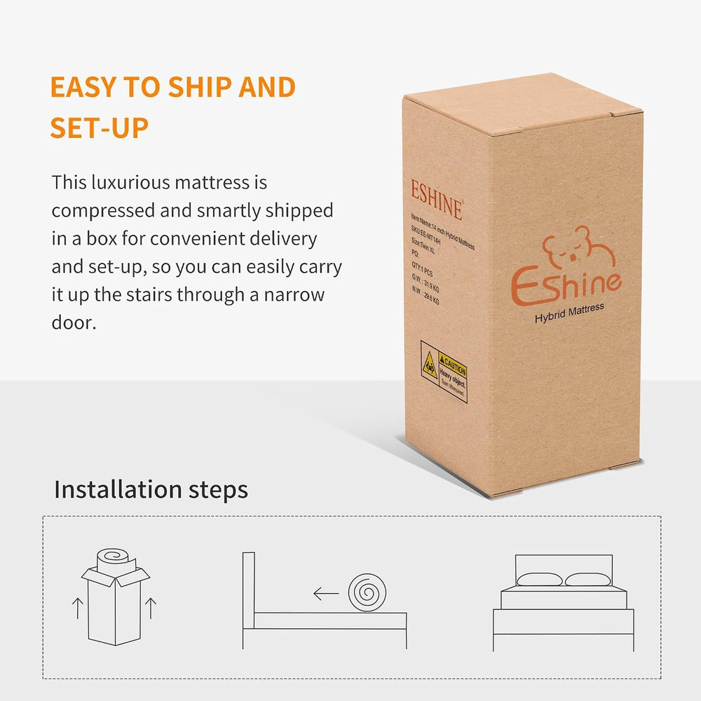 ESHINE Adjustable Bed Frame with 14" Hybrid Mattress Twin XL - Zero Grav...
