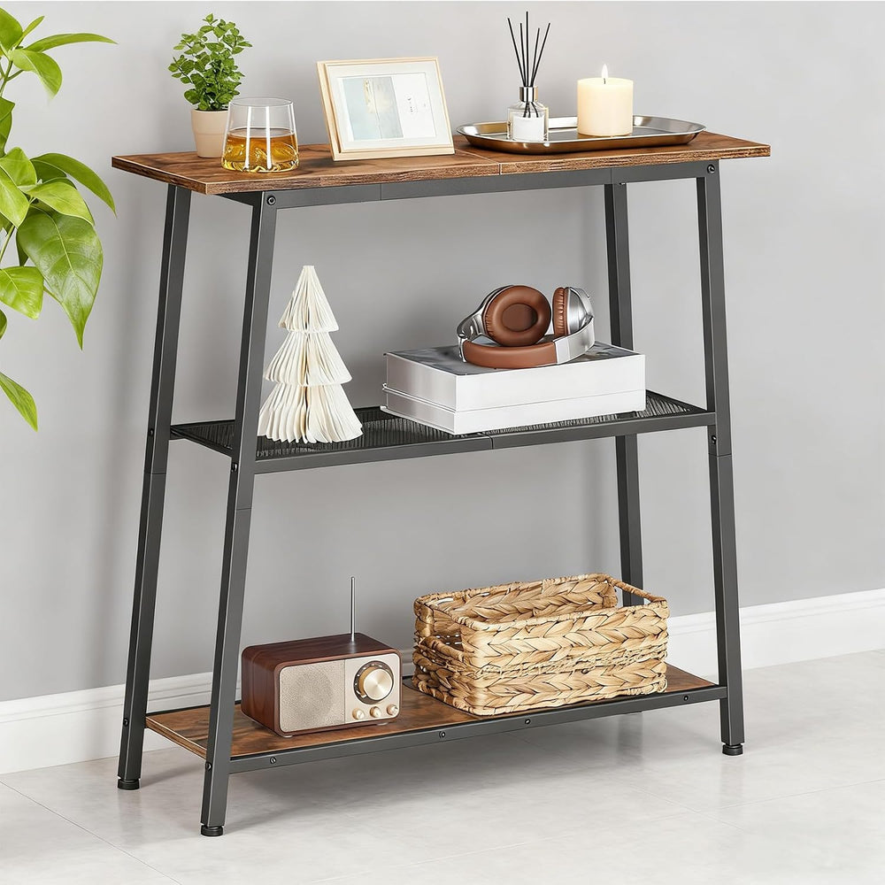 HOOBRO Narrow Console Table, 3-Tier Small Entryway Table with Storage Shelves...