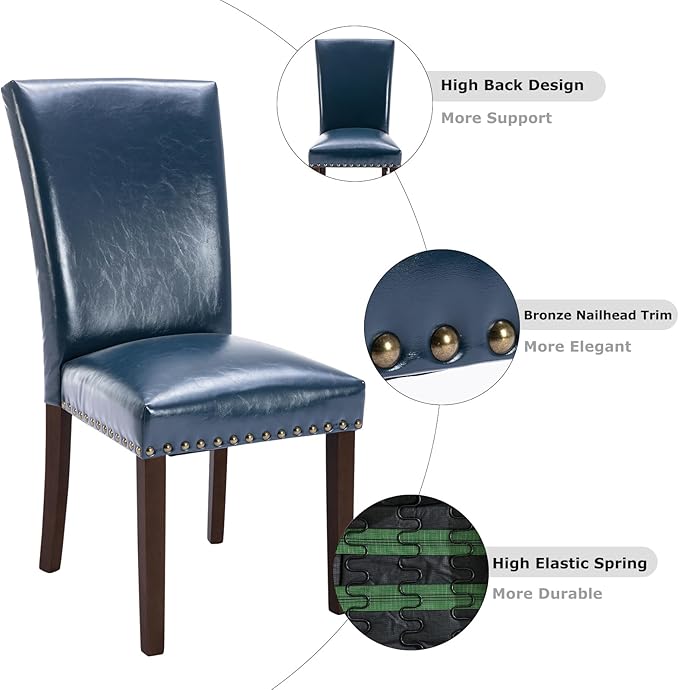 COLAMY Upholstered Parsons Dining Chairs Set of 2, PU Leather Dining Room Kit...