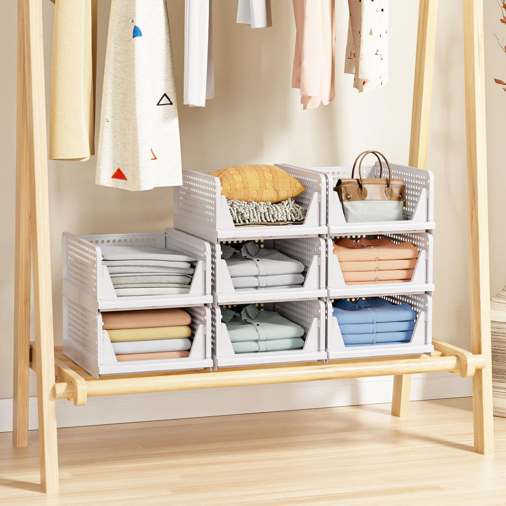 5 Pack Stackable Closet Storage Basket - Stackable Storage Bins