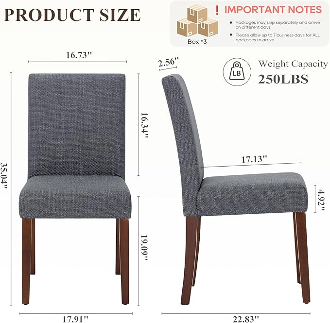 Upholstered Parsons Dining Chairs Set of 6, Modern Dining Room Chairs with Ba...