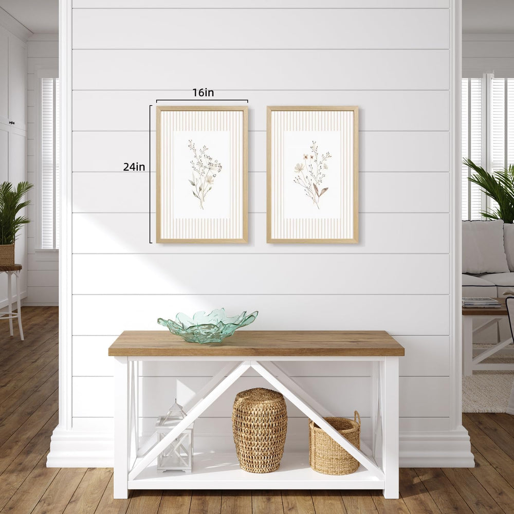 Msziryn Vintage Wildflower Wall Art Set of 2, Neutral Flower Botanical Poster...