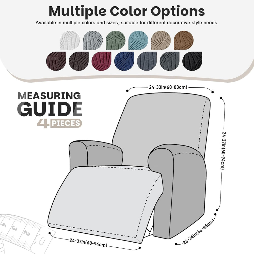 VANSOFY Stretch Recliner Chair Covers, 4-Pieces Slipcover, Khaki