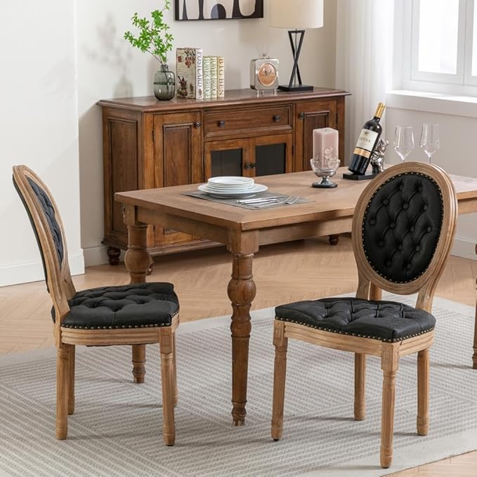 French Country Dining Chairs Set of 6, Black Kitchen & Dining Room Chairs...