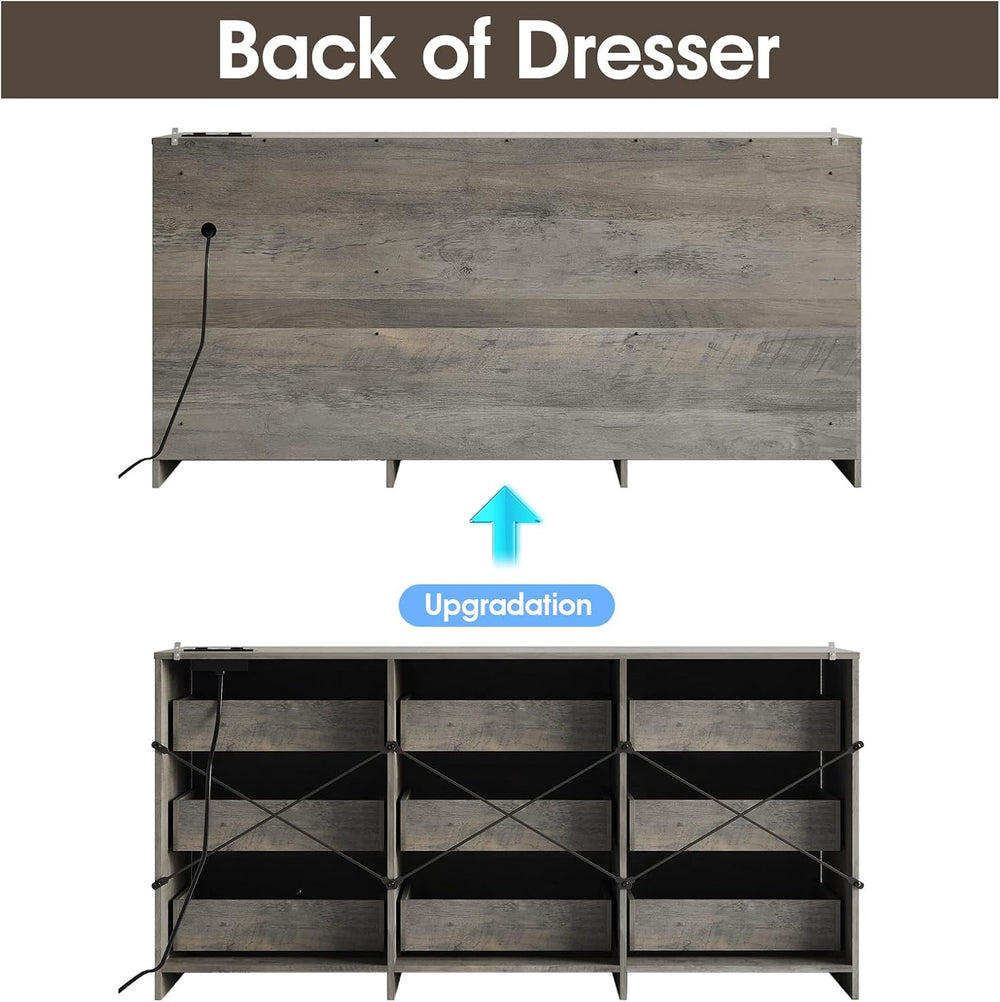 Fameill Dresser for Bedroom, 9 Drawer Wide Dresser Organizer with Charging St...