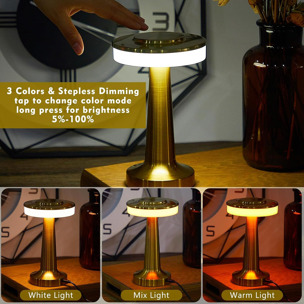 8 Pcs LED Cordless Table Lamp Bulk Rechargeable,Gold