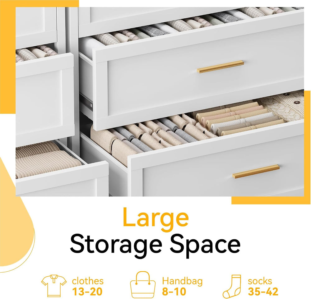 5 Drawer Metal Dresser, Heavy Duty Steel Storage Dresser with Smooth Glide Dr...