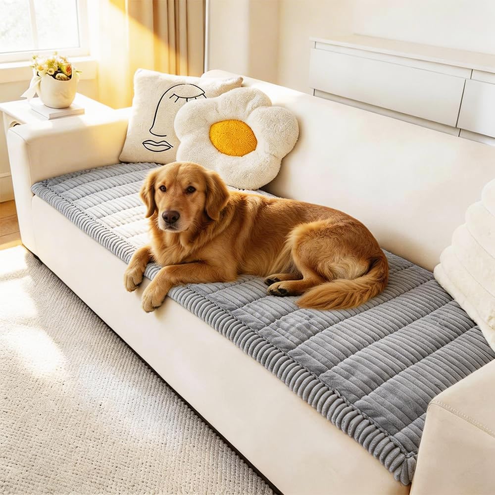 Couch Cover for Dogs Washable, Fuzzy Pet Couch Covers for 3 Cushion Sofa Pet