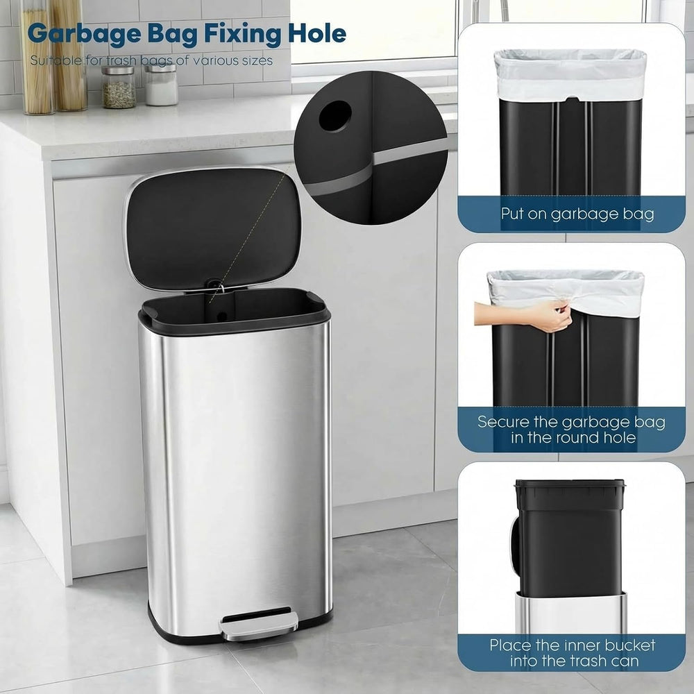 13.2 Gal Kitchen Trash Can, 50L Recycling or Garbage Bin,with Step-On Pedal