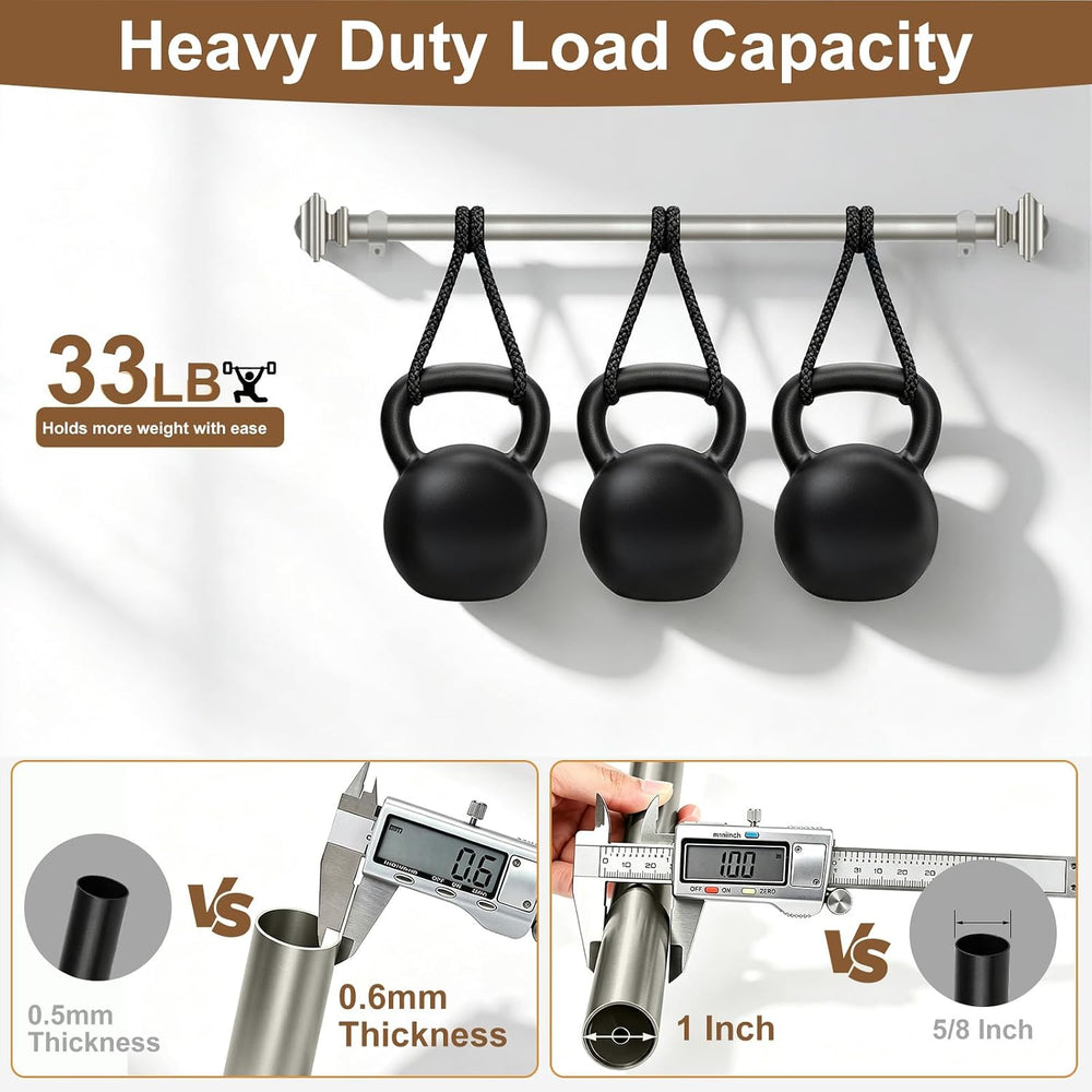 KAMANINA Silver Curtain Rod for Windows 72 to 144 Inch, Long Heavy Duty