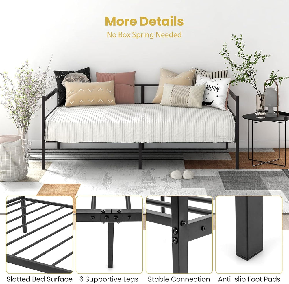 KOMFOTT Twin Size Metal Daybed Frame, Heavy-Duty Metal Slats Support Platform...