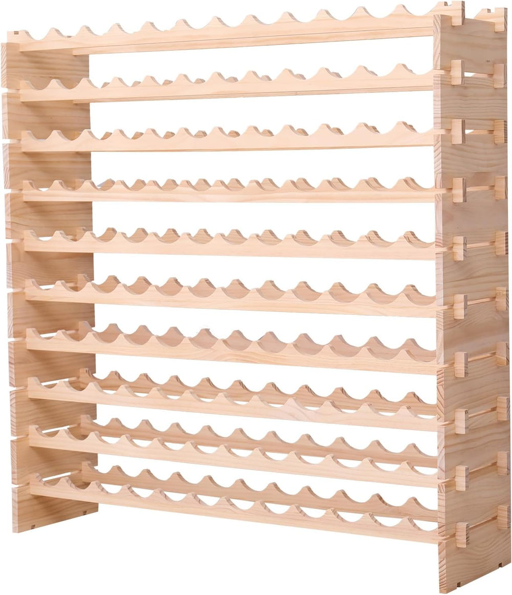 Wood Stackable Storage Modular Wine Rack Cabinet 120 Bottle freestanding Floo...