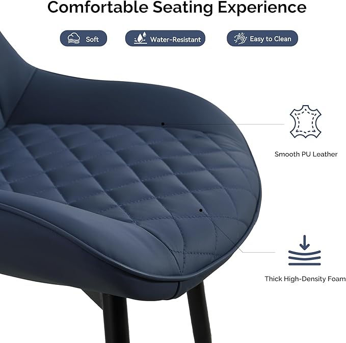 Dining Chair Set of 4, Modern Dining Chairs with Thick Cushions, Faux Leather...