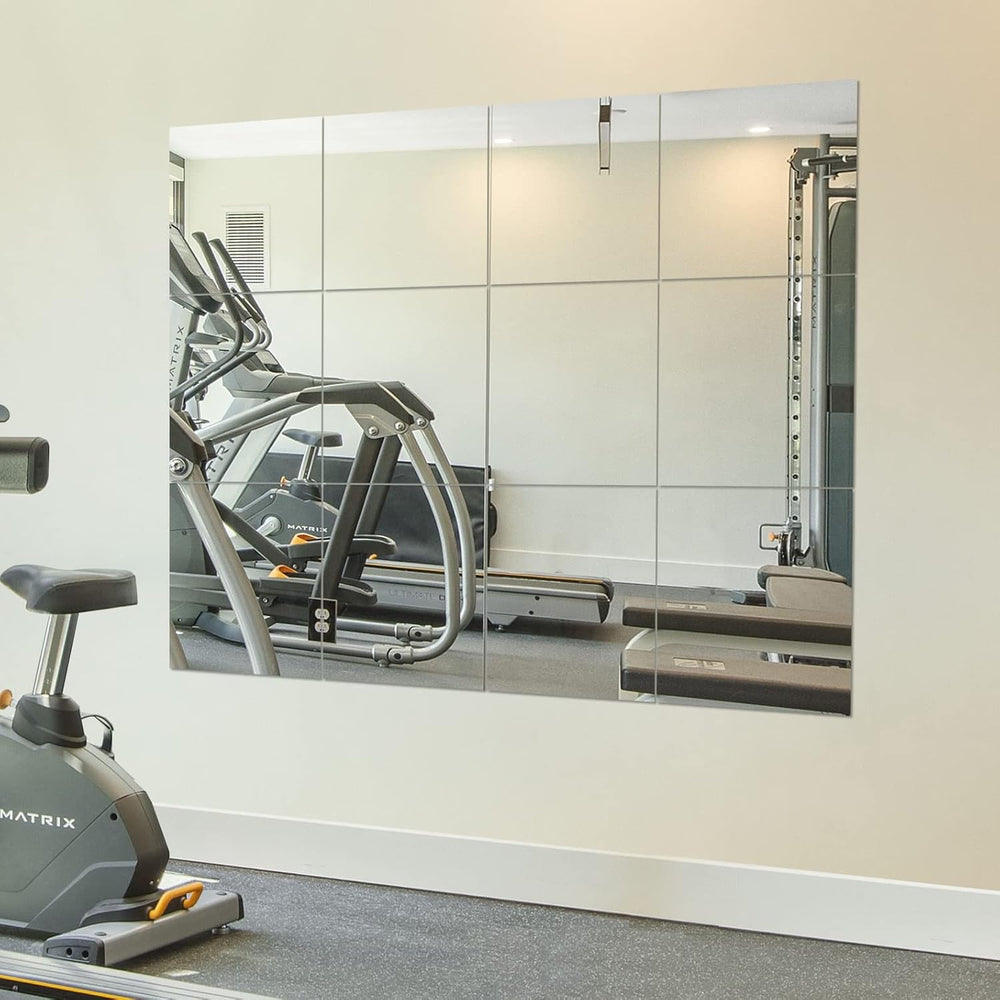 Ruomeng Home Gym Mirrors 12 Inch x 12Pcs Wall Mounted Mirror Glass Frameless ...