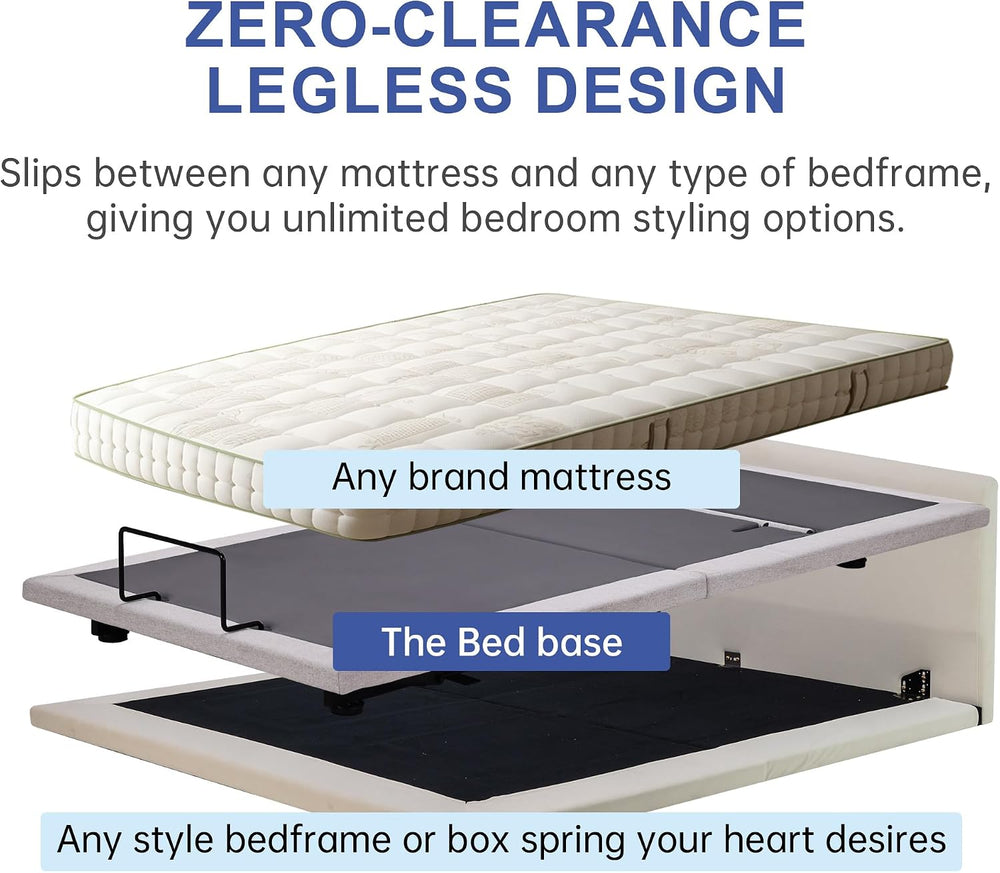 Adjustable TXL Bed Frame No Legs, Support Platform& Storage Beds