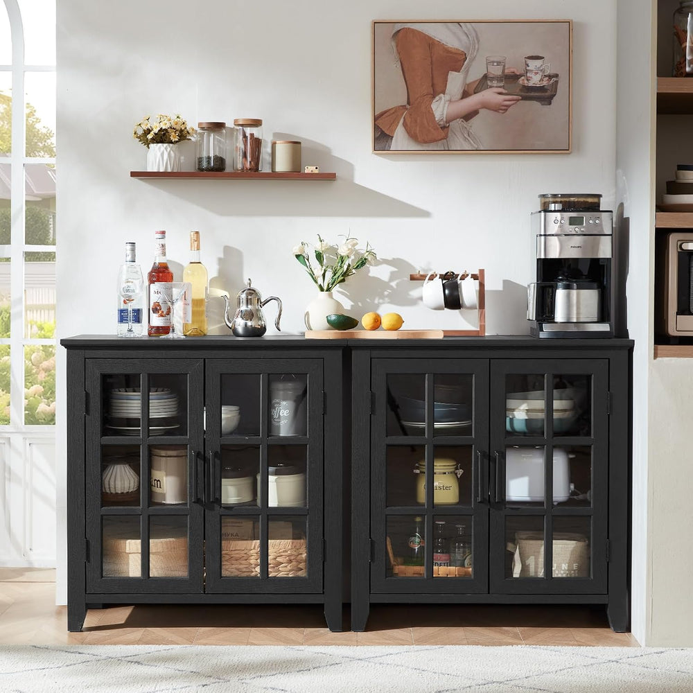Joaxswe Large Sideboard Buffet Cabinet with Storage, 32" Black Farmhouse...