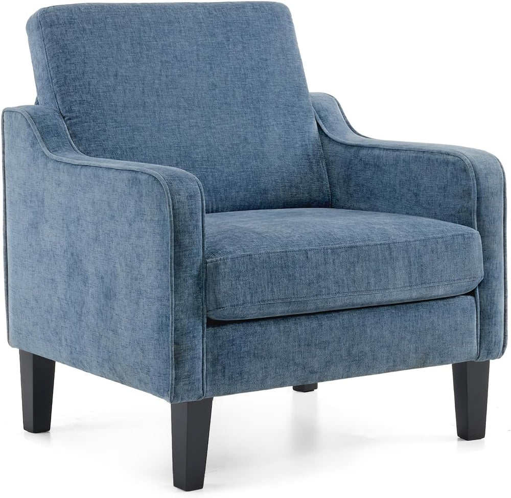 VINGLI Navy Blue Accent Chair Chenille Upholstered Armchair for Living Room
