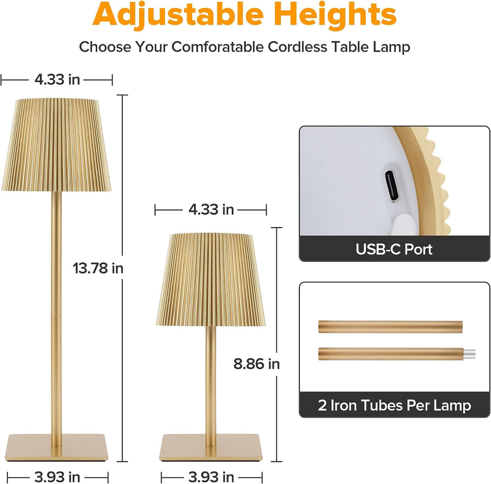 LUTEC 4 Pack Cordless Table Lamp,6000mAh Rechargeable Battery Operated Desk L...