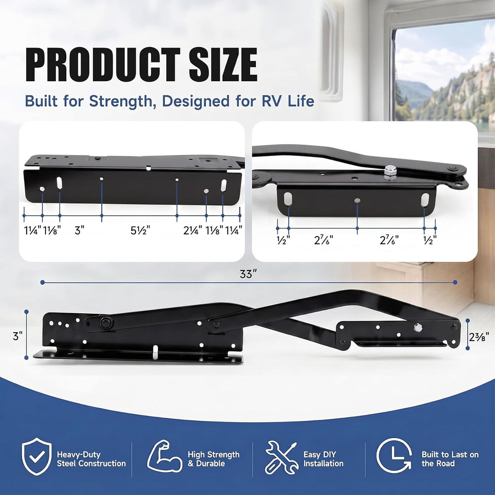 Gisafai 2 Pcs 3" x 33" Rv Rollover Sofa Bed Hinge Mechanism, Metal ...