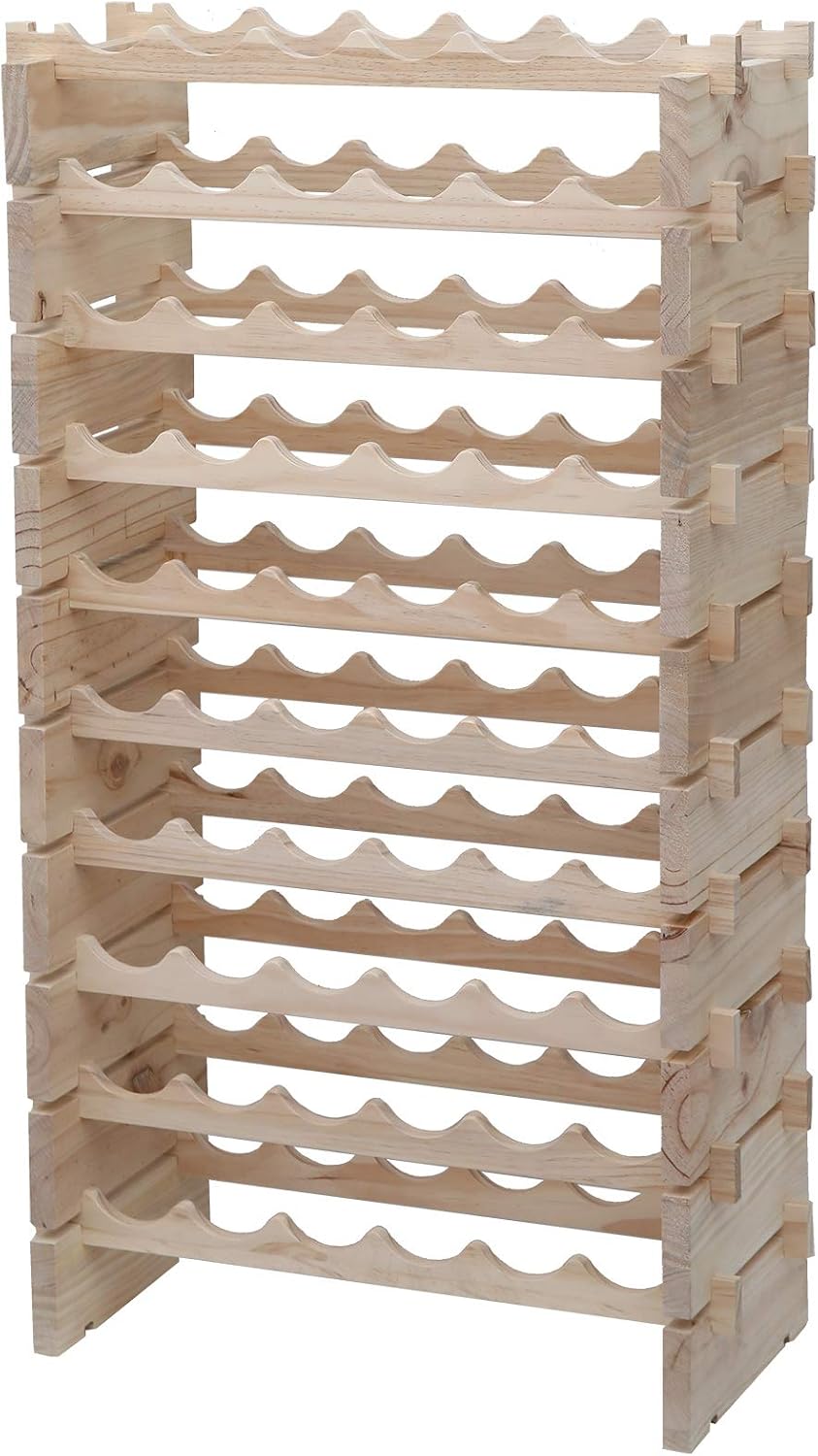 Wine Rack Solid Wood Stackable Storage Wooden Wine Rack Wine Cabinet (60 Bott...