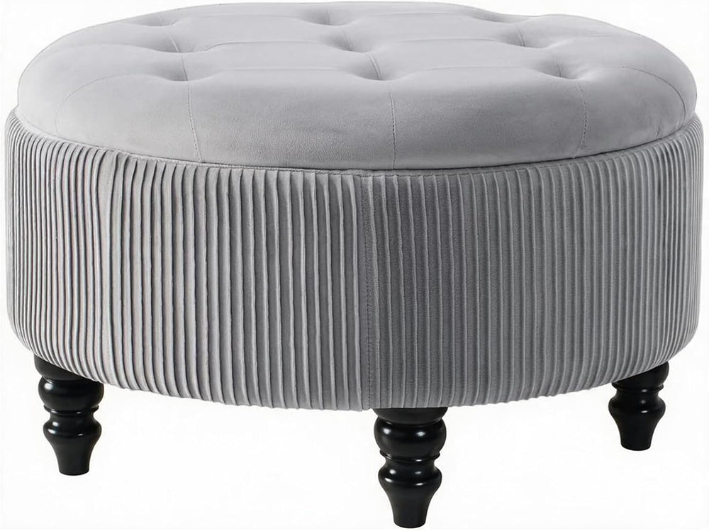 24Inch Round Storage Ottoman Coffee Table for Living Room