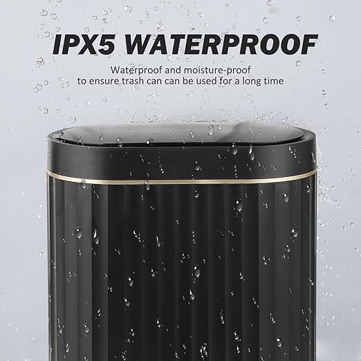 ELPHECO Black Bathroom Trash Can