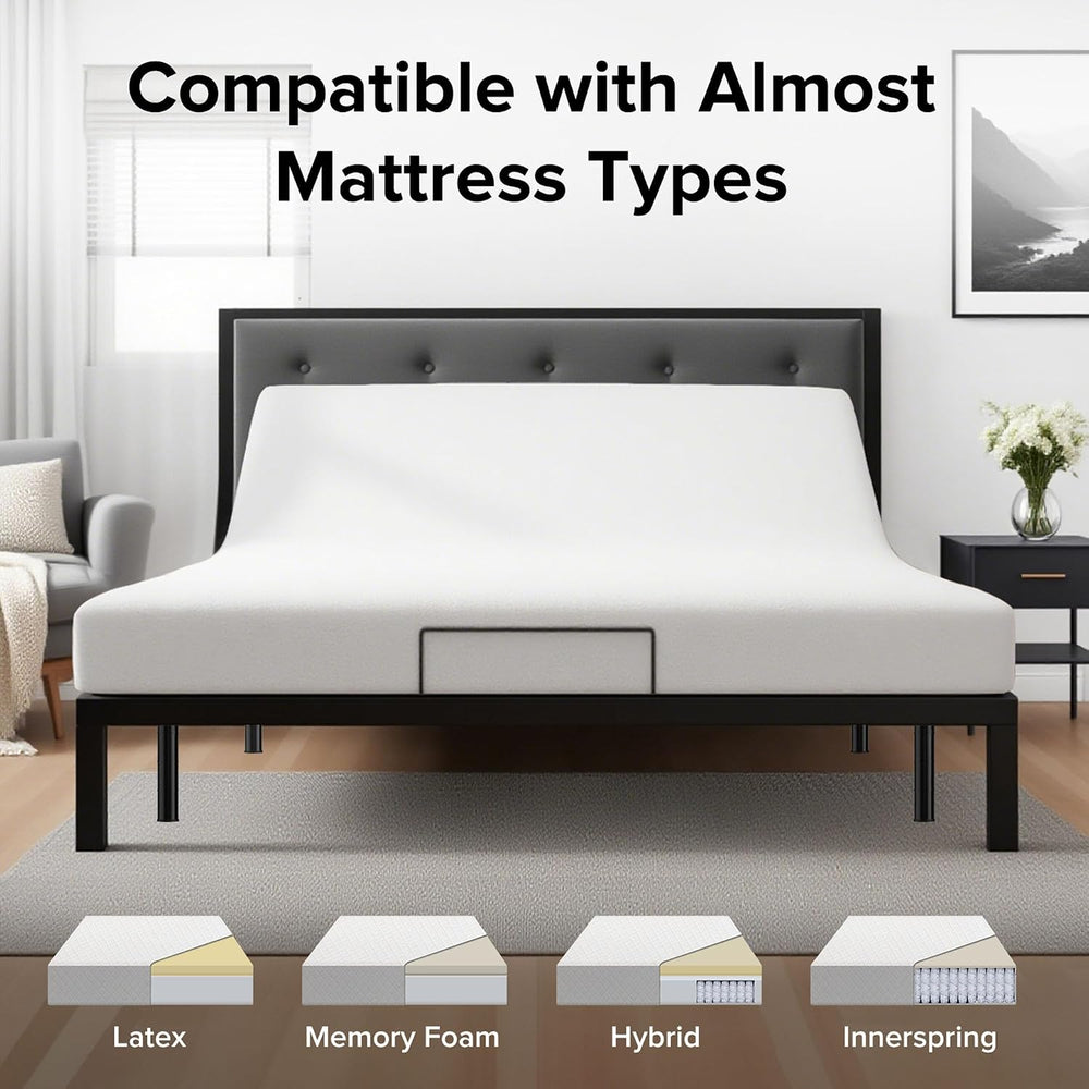Anwick Queen Adjustable Bed Frame with Massage, Remote & USB Ports (Queen)