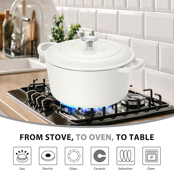 E-far 6 Quart Dutch Oven, Enameled Cast Iron Dutch Oven Pot