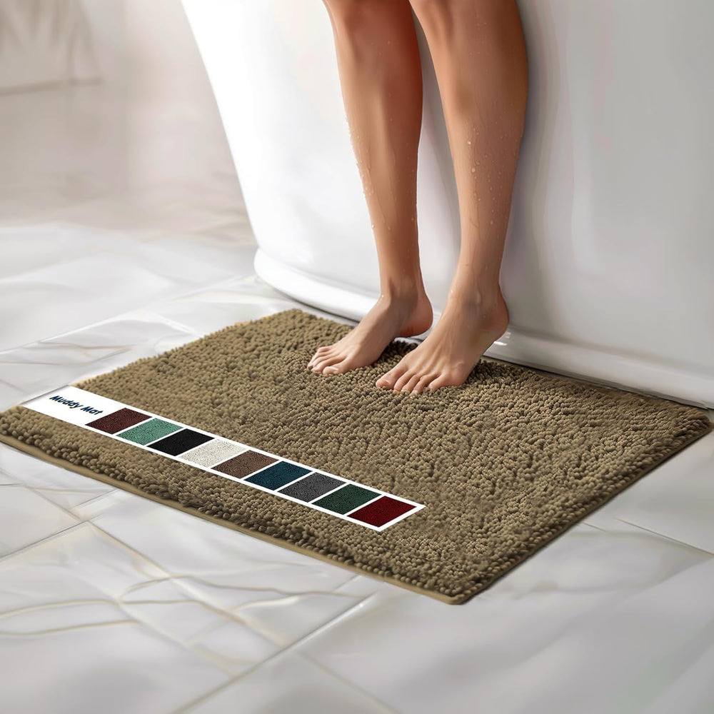 Muddy Mat® | Chenille Bathroom Rugs Quick Dry Microfiber Mats Non Slip Washab...