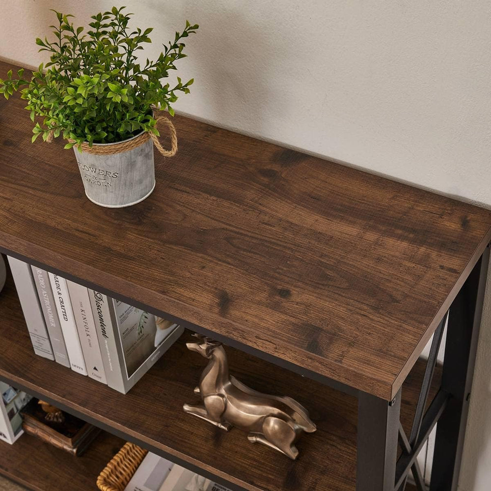 BON AUGURE 47” Narrow Console Table, 3 Tier Sofa Table Behind Couch, Rustic |...